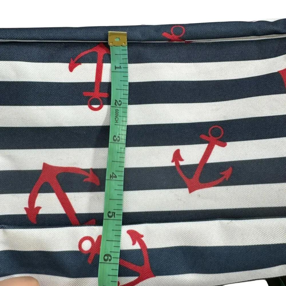 LAURA ASHLEY Seaside Blue White Red Anchor Lined Beach Tote Swim Bag Lined - Picture 10 of 13